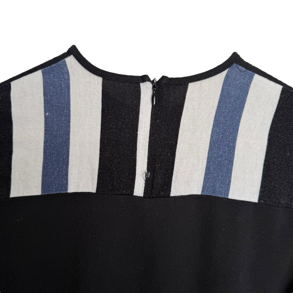 Rose Bleu Girls Black 3/4 Sleeve Dress Size 18 Blue White Stripe Detail - Picture 8 of 10
